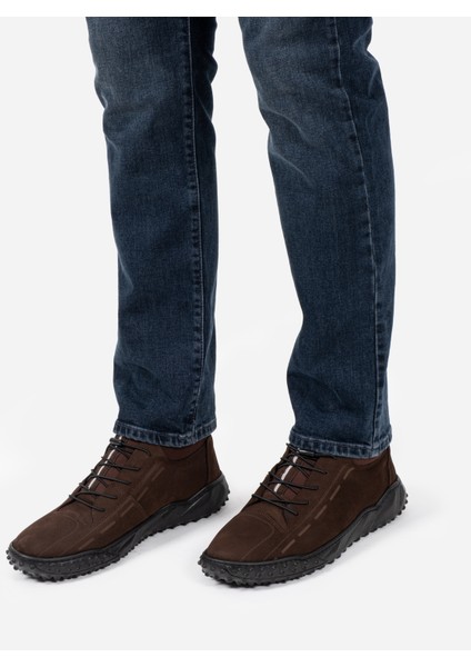 Hakiki Deri Nubuk Kahverengi Bağcıksız Erkek Günlük Ayakkabı LUASS25AL0043 fiyatları