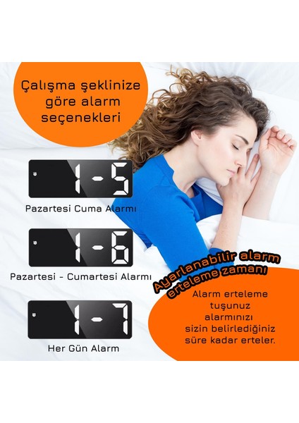 Hd LED Ekranlı Aynalı Tarih Termometre Alarm Hediyelik Dijital Masa Saati