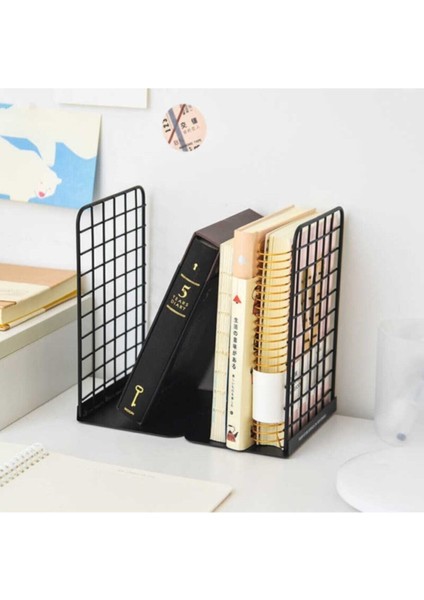 Wess Dizayn Metal Metal Kitap Ayracı Masa Üstü Kafes Tel Organizer WD-250 Siyah Klasik 10 cm 2 Metal