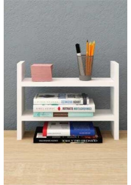 Mdf Mdf- Ev Ofis Masa Üstü Organizer Düzenleyici Kitaplık Mdf 13 cm 30 cm Klasik Beyaz 40 cm 2