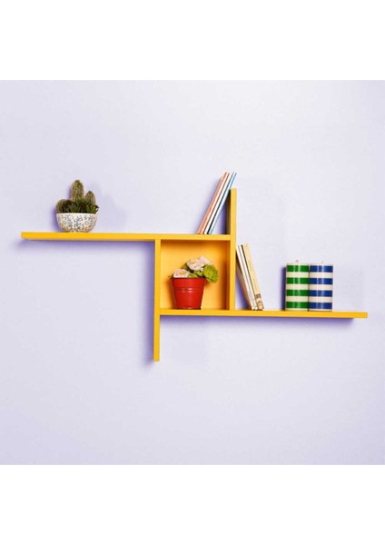 50 cm Plus Dekoratif Duvar Rafı Raf-04-Hh-1 Sarı 100 cm 18 cm 3 Ahşap Sarı Ahşap