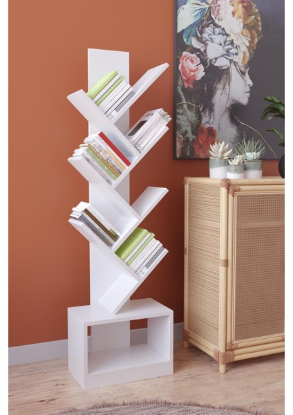 Suntalam Vira 6 Raflı Dekoratif Zikzak Dolaplı Kitaplık Beyaz Suntalam Country 20 cm 6 Beyaz Klasik