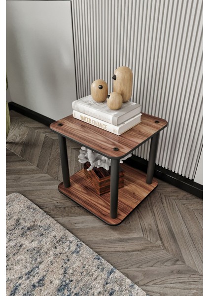 2 Dekoratif Masivo Kitaplık 2 Katlı 34X34 Dikdörtgen Çok Amaçlı Raf Madran Ceviz 35 cm Mdf 34 cm Ka modelleri