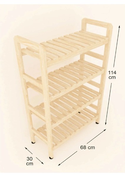 Klasik Ceneko 4 Raflı Ahşap Kitaplık 114X68X26 5 26 cm Ahşap 68 cm Kahverengi Ahşap 144 cm