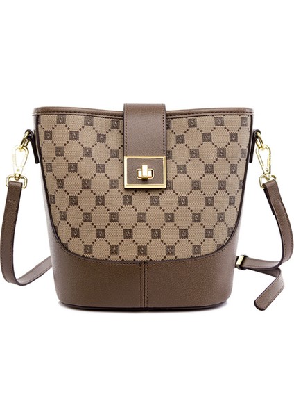 Klasik ve Şık Kadın Omuz Çantası-Uzun Askılı-Üç Bölmeli Vizon WB8898