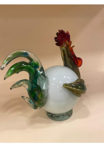 Dekoratif Üfleme Cam Horoz Obje