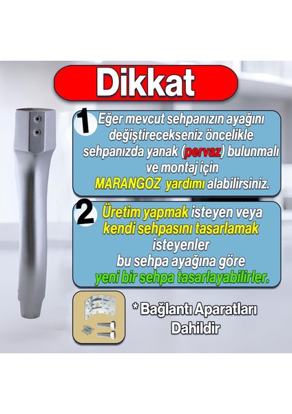 Erva Plastik Sehpa Ayağı 46 cm Gümüş Renk Orta Ayak Zigon Sehpa Mobilya Masa Ayakları Gri 1 Adet