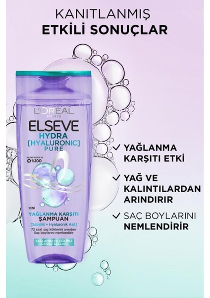 Elseve Hydra Pure Salisilik Asit Içeren Yağlanma Karşıtı Nemlendirici 3'lü Bakım Seti