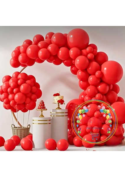 ^^ Doğum Günü Konsepti * Pastel Kırmızı * 60 Lı Balon Zinciri Parti Seti
