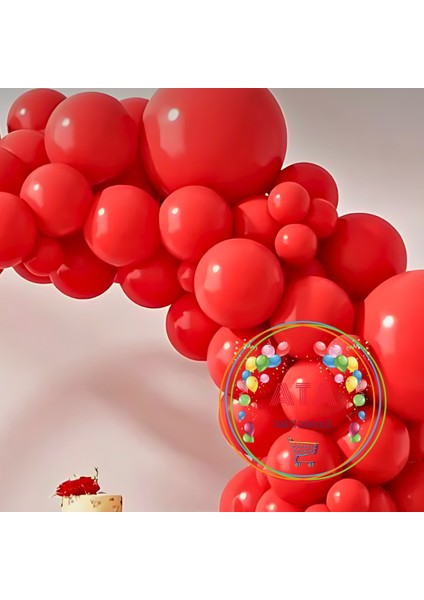 ^^ Doğum Günü Konsepti * Pastel Kırmızı * 60 Lı Balon Zinciri Parti Seti