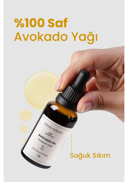 Bade Natural Avokado Yağı Soğuk Sıkım %100 Saf 30 ml