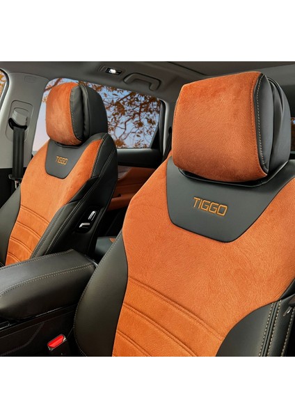 Chery Tiggo 8 Pro Araca Özel Oto Koltuk Kılıfı - Tay Tüyü ve Deri - 2 Adet Logo Nakışlı fiyatları