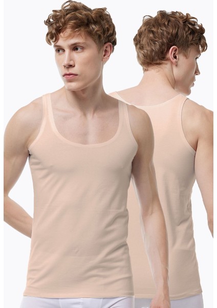 Görünmez Atlet Erkek 2 Adet Ten Rengi İnce Askılı İz Yapmayan Modal Atlet 013