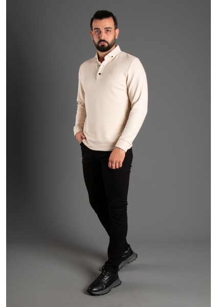Zeki Özer Erkek Bej Dokulu Polo Yaka Kazak fiyatları
