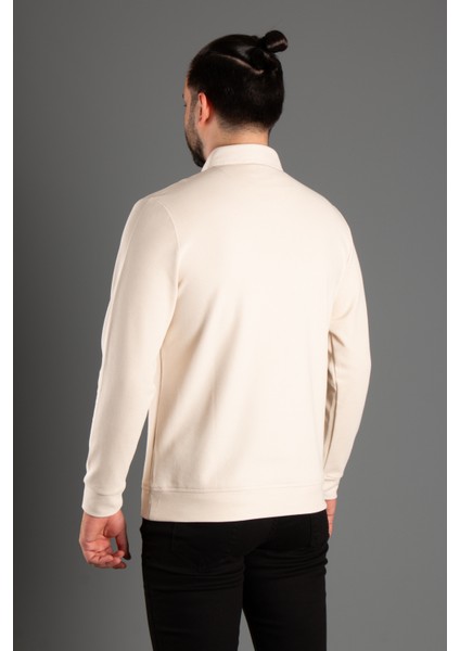 Zeki Özer Erkek Bej Dokulu Polo Yaka Kazak indirimleri