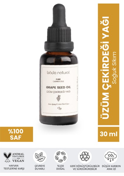 Bade Natural Üzüm Çekirdeği Yağı Soğuk Sıkım %100 Saf 30 ml