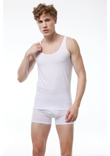 Erkek 3 Adet Beyaz İnce Askılı İz Yapmayan Modal Atlet 013 3M013 modelleri