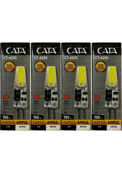 CT-4255 3W 12V 6400K (Beyaz Işık) G4 Duylu LED Kapsül Ampul (4 Adet)