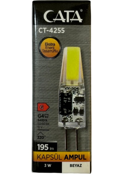 CT-4255 3W 12V 6400K (Beyaz Işık) G4 Duylu LED Kapsül Ampul (4 Adet)