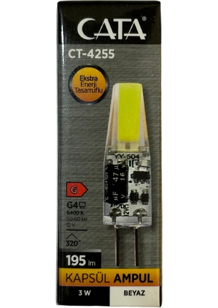 CT-4255 3W 12V 6400K (Beyaz Işık) G4 Duylu LED Kapsül Ampul (10 Adet)