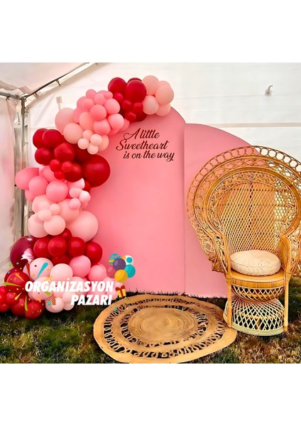 Balon Seti Deepred-Makaron Pembe-Pastel Pembe 100 Lü Balon Zinciri Seti