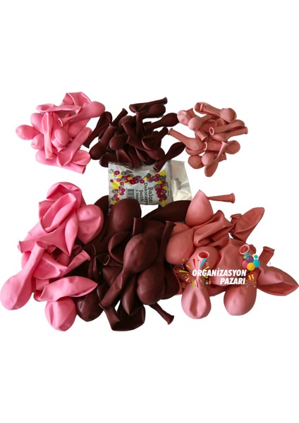 Balon Seti Deepred-Makaron Pembe-Pastel Pembe 100 Lü Balon Zinciri Seti modelleri