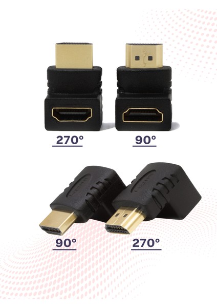 HDMI 90° Dönüştürücü L Adaptör 4K Görüntü Aktarımı