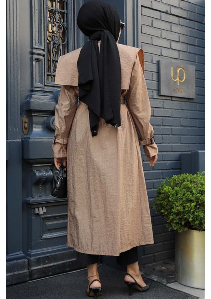 Gemici Yaka Detay Camel Tesettür Trençkot 19023C fırsatları