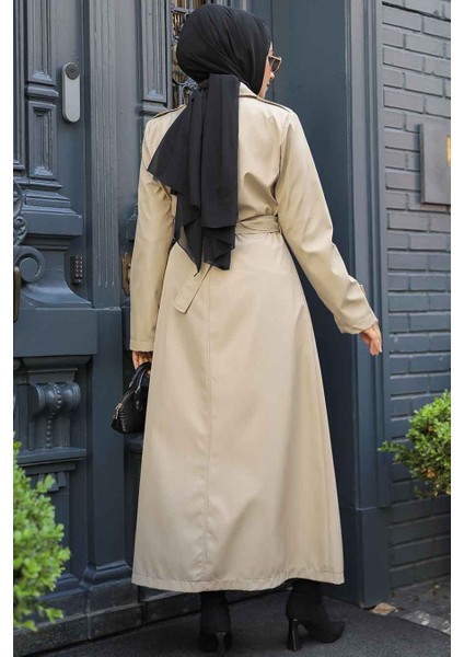 Kemerli Bej Tesettür Trençkot 61500BEJ modelleri