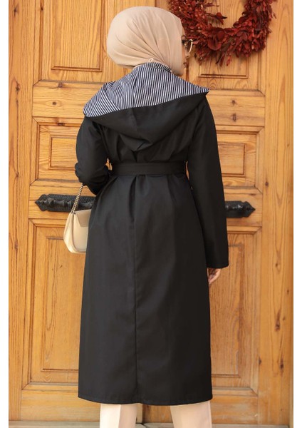 Kemerli Siyah Tesettür Kap 689S modelleri