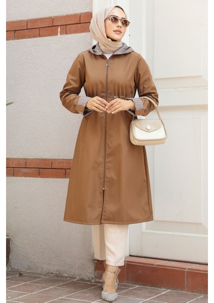 Fermuarlı Taba Tesettür Kap 685TB modelleri