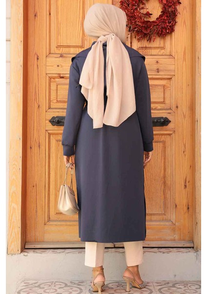 Şal Yaka Süet Lacivert Tesettür Kap 72112L fırsatları