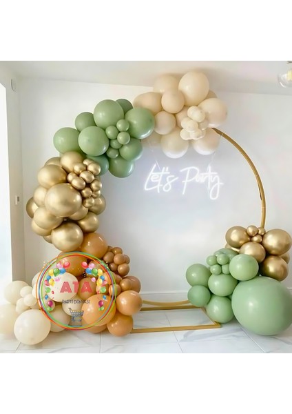 ^^ Doğum Günü Konsepti * Küf Yeşili * Krom Gold * Karamel * Deniz Kumu * 60 Lı Balon Zinciri Parti Seti