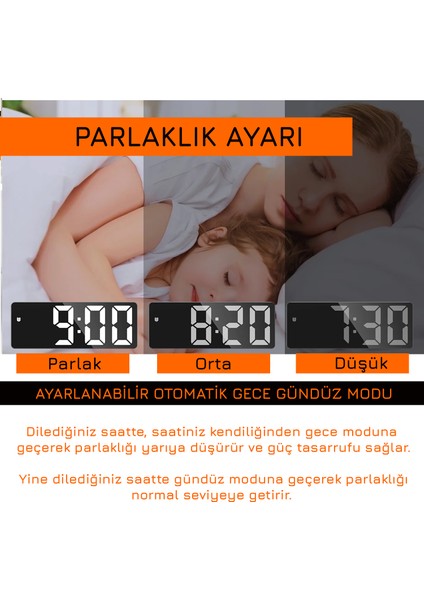 Hd LED Ekranlı Aynalı Tarih Termometre Alarm Hediyelik Dijital Masa Saati