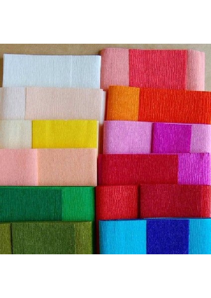 Çift Taraflı Alman Krapon Kağıdı 12'li Set Çiçek Yapım Kağıdı 90 gr 25 x 125 cm Karışık Renkler