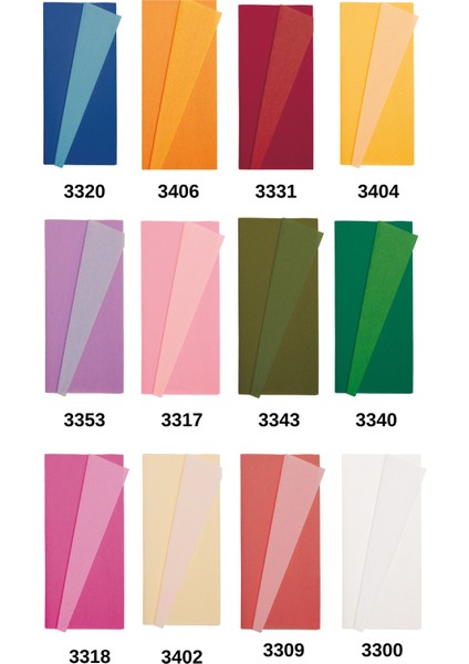 Çift Taraflı Alman Krapon Kağıdı 12'li Set Çiçek Yapım Kağıdı 90 gr 25 x 125 cm Karışık Renkler