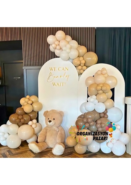 Balon Seti Denizkumu-Beyaz-Çikolata Kahve 60 Lı Balon Zinciri Seti
