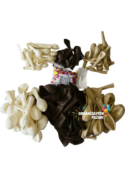 Balon Seti Denizkumu-Beyaz-Çikolata Kahve 60 Lı Balon Zinciri Seti modelleri