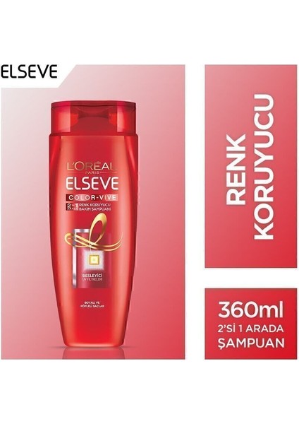 L'oréal Paris Colorvive Renk Koruyucu Bakım Şampuanı 2'si 1 Arada 360 ml