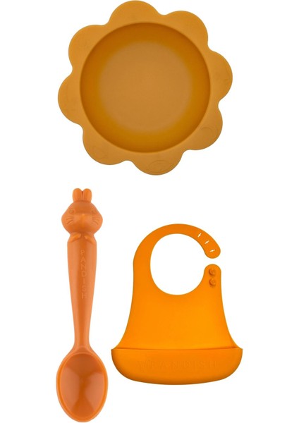 Silikon Vakumlu Kase Beslenme Seti Sunny, Hamham, Bibsy Toffee Caramel -Karamel