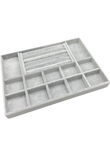 Yerli Üretim Istanbul Model Süet Kumaş Gri Renk Çekmece Içi Takı Düzenleyici Stand