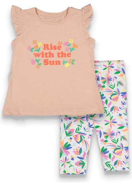 Renkli Baskılı Taytlı Kız Çocuk Ikili Takım