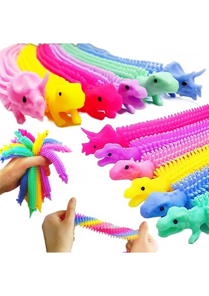 4 Adet Duyusal Dinazorlu Stres Oyuncağı Uzayan Bileklik Dınosaur Sensory Fidget Toy Anti Stress Toys