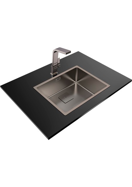 - Flexlınea Rs15 50.40 Tıtanıum M-Fx - Ankastre Tezgaha Sıfır Tezgahaltı Eviye - Titanyum - 50 Cm - 115000024
