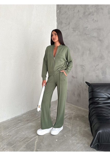 Kadın -Modal Eşofman Takımı Fermuarlı Takım /women's Textured Fabrıc Tracksuıt Set Wıth Zıpper Model fırsatları