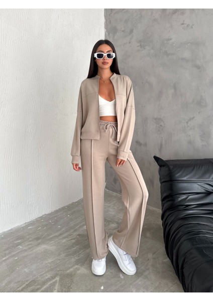 Kadın -Modal Eşofman Takımı Fermuarlı Takım /women's Textured Fabrıc Tracksuıt Set Wıth Zıpper Model