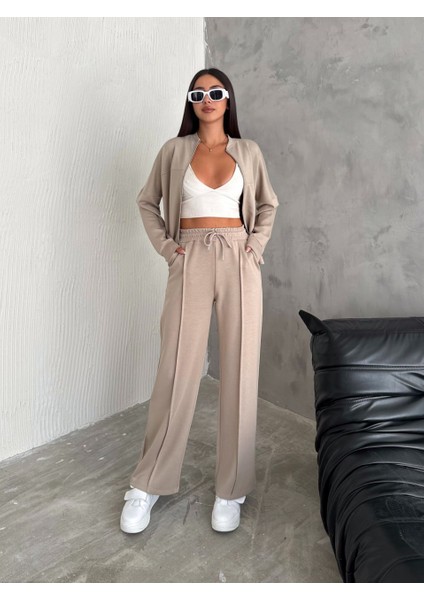 Kadın -Modal Eşofman Takımı Fermuarlı Takım /women's Textured Fabrıc Tracksuıt Set Wıth Zıpper Model fiyatları