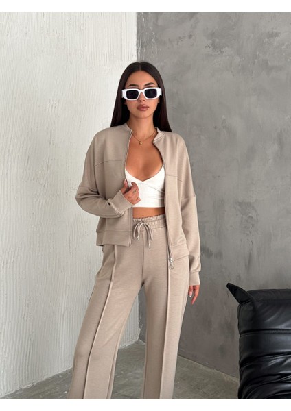 Kadın -Modal Eşofman Takımı Fermuarlı Takım /women's Textured Fabrıc Tracksuıt Set Wıth Zıpper Model modelleri