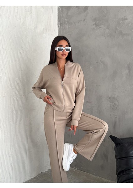 Kadın -Modal Eşofman Takımı Fermuarlı Takım /women's Textured Fabrıc Tracksuıt Set Wıth Zıpper Model indirimleri