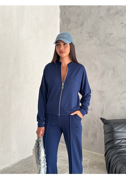 Kadın -Modal Eşofman Takımı Fermuarlı Takım /women's Textured Fabrıc Tracksuıt Set Wıth Zıpper Model fırsatları